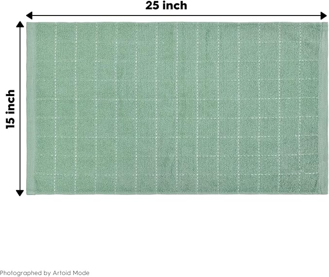 Artoid Mode Checkered Designed Cotton Dark Green Terry Kitchen Dish Towels - Image 7
