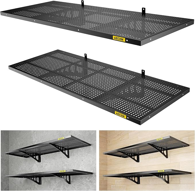 2-Pack 1.64x4ft Adjustable Garage Wall Shelving 560lbs Load Capacity Heavy Duty by AECXM