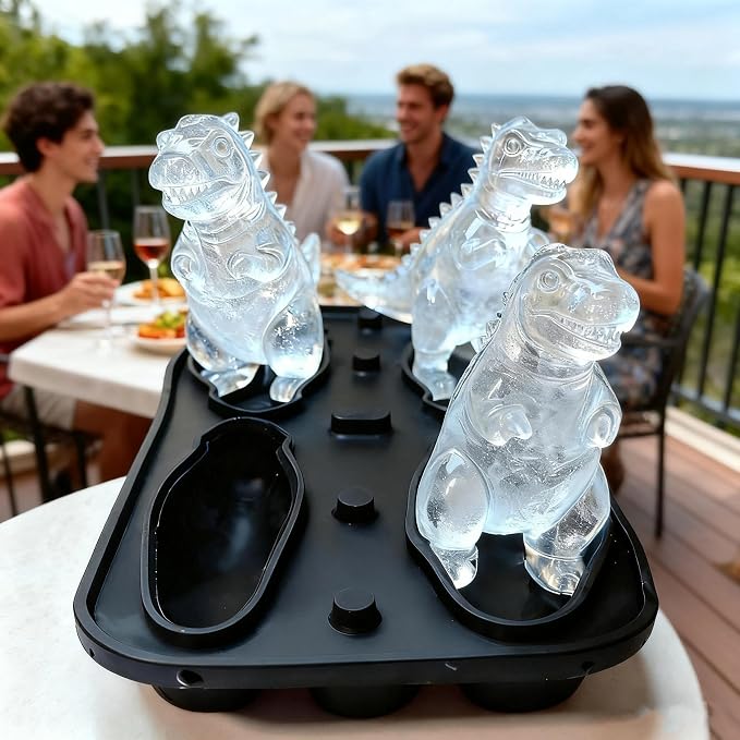 7.48inch Newly Upgraded 4-grid 3D Dinosaur Ice Tray and Covered Silicone Ice - Image 8