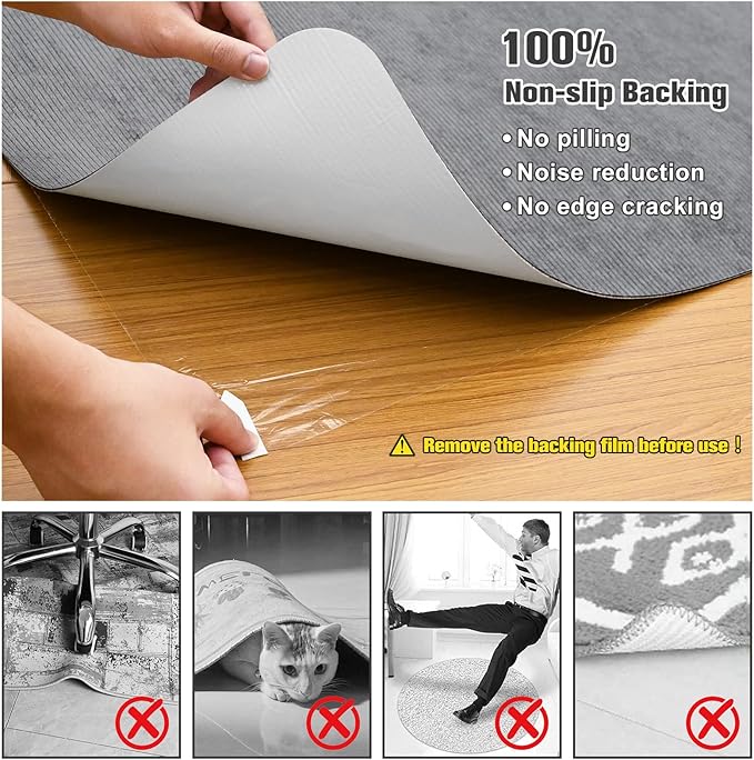 Placoot Desk Chair Mat for Hardwood Floor Corduroy Surface 1/6" Thick 55"x35" - Image 3