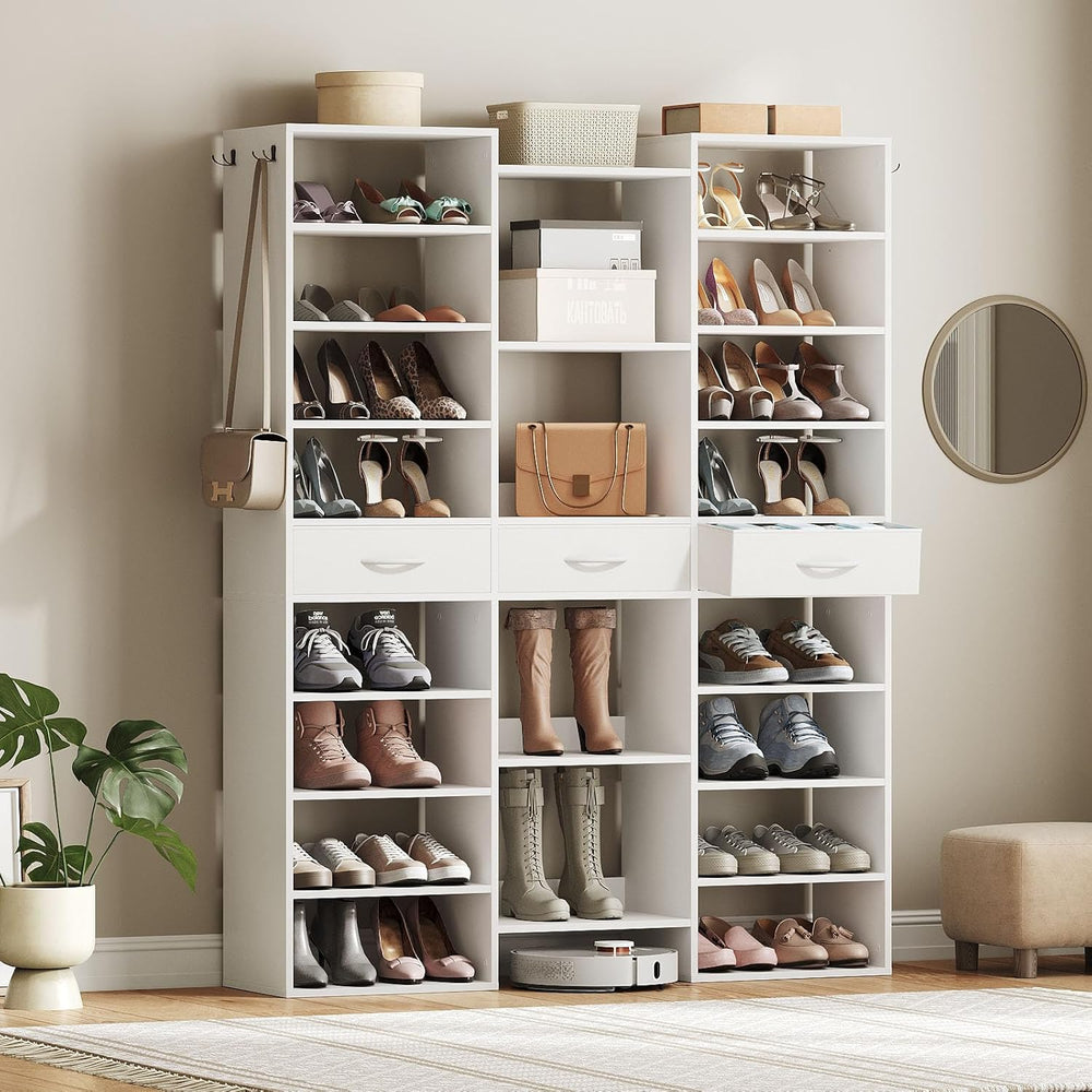Tall Shoe Rack Set of 2, 9 Tiers Large Shoe Cabinet with Fabric Drawers, Hold...