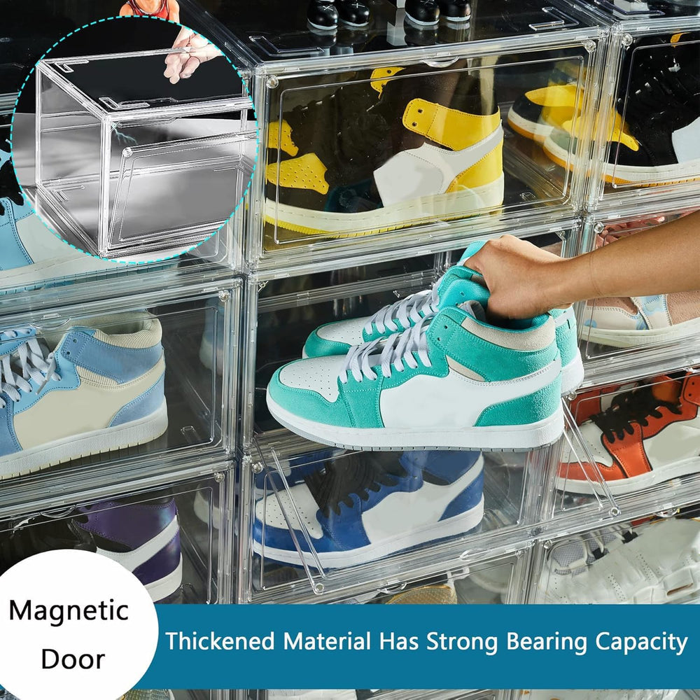 12 Pack Shoe Boxes, Clear Acrylic Stackable Plastic Sneaker Box Container, Ma...