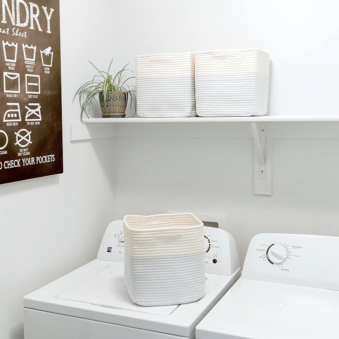 NaturalCozy Storage Cubes 11 Inch Cotton Rope Woven Baskets - Image 9