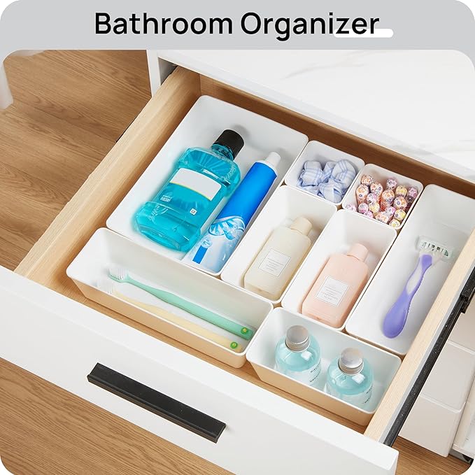 Vtopmart 44 PCS Plastic Drawer Organizers Set, 4-Size Versatile Bathroom and - Image 5