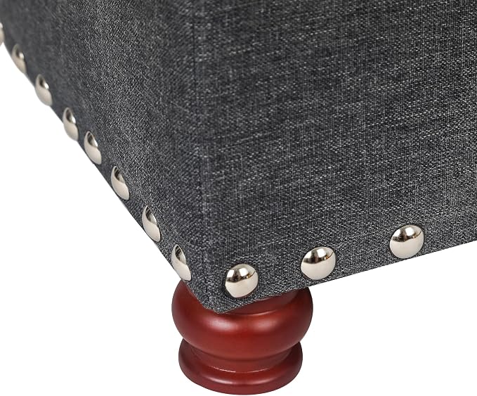 Joveco Storage Ottoman Linen Tufted Bench - Image 8