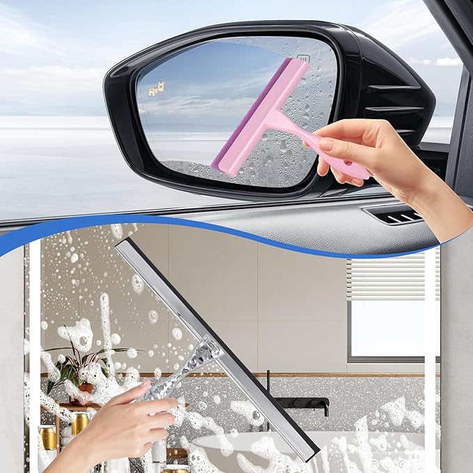 2-Pack Shower Squeegee for Glass Doors, 10 inch Silver Stainless Steel & 5 inch - Image 3