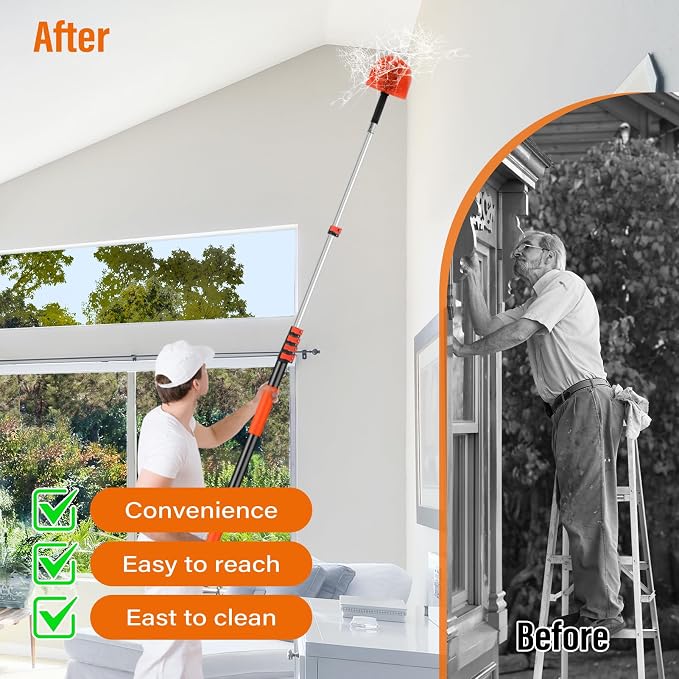 30FT Reach Cobweb Duster with Extension Pole, Spider Web Brush - Image 6