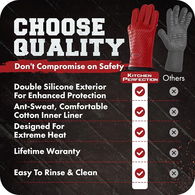 KITCHEN PERFECTION Silicone Smoker Oven Gloves - Image 8