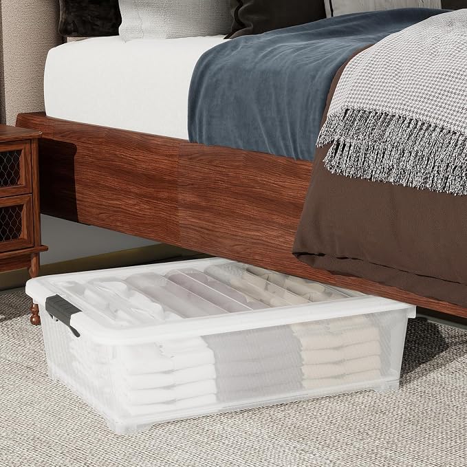 52 Quart Large Plastic Underbed Latching Storage Box, 3 Packs - Image 4
