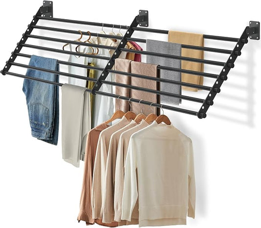 Wall Mounted Clothes Drying Rack 57 Inch – Foldable Laundry Drying Rack by Unknown
