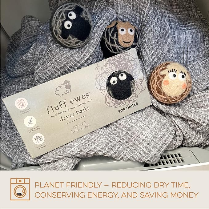 Fluff Ewes Wool Dryer Balls 3 Pack Premium New Zealand Wool Laundry Balls - Image 8
