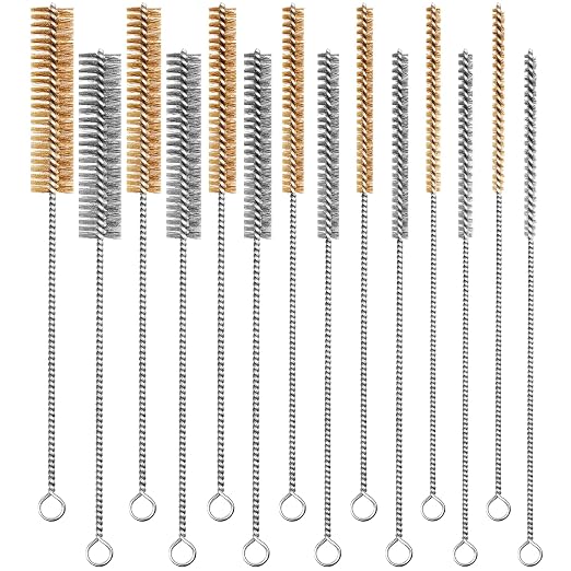 14-Pieces Brass Wire Brush Stainless Steel Tube Brush Set 12" Round Wire by Unknown