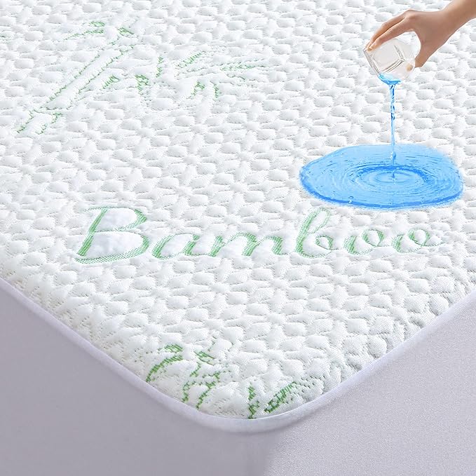 GOONIK Queen Mattress Protector, Breathable Bamboo Viscose Waterproof Queen by GOONIK