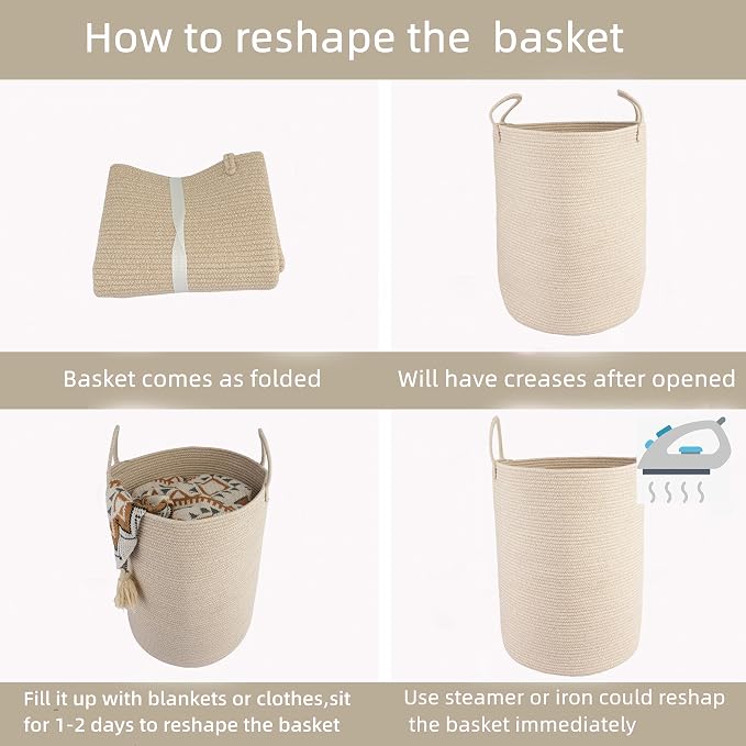 Cotton Rope Laundry Basket Hamper - Image 7