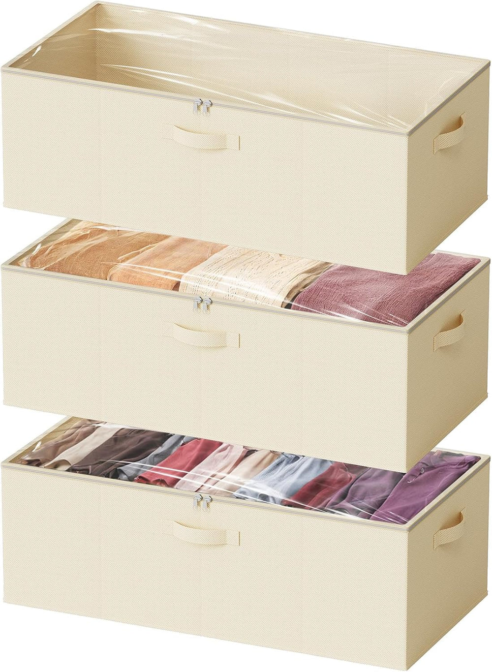 SpaceAid 3 Pack 10" High Under Bed Storage Containers, Large Underbed St...