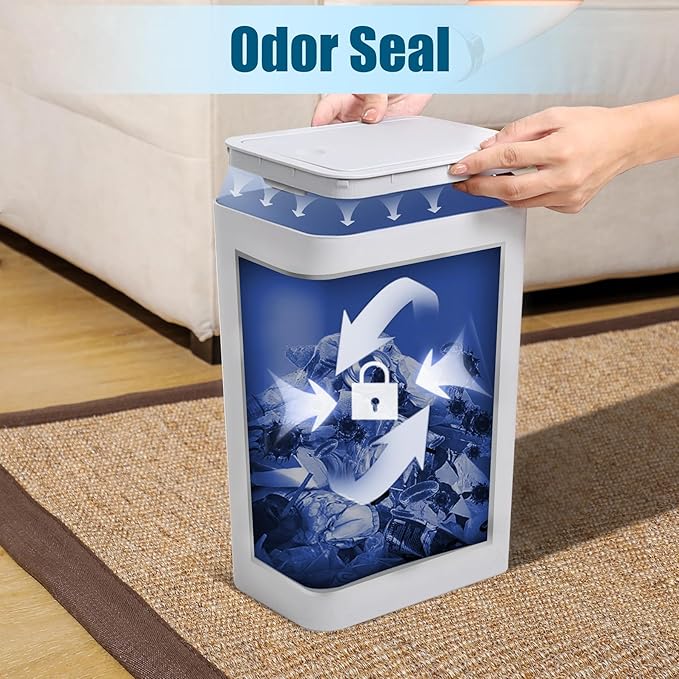 TIPGO Bathroom Trash Can with Lid, 10 Liter/ 2.6 Gallon Slim Garbage Can - Image 5