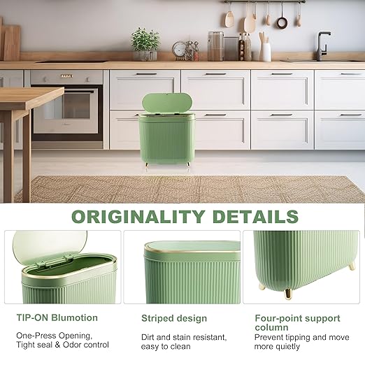 Bathroom Trash Can with Lid 3.2 Gallon Narrow Trash Can Small Plastic Trash Bin - Image 3