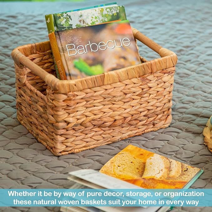 Small Wicker Baskets for Organizing Bathroom, Hyacinth Baskets for Storage - Image 6