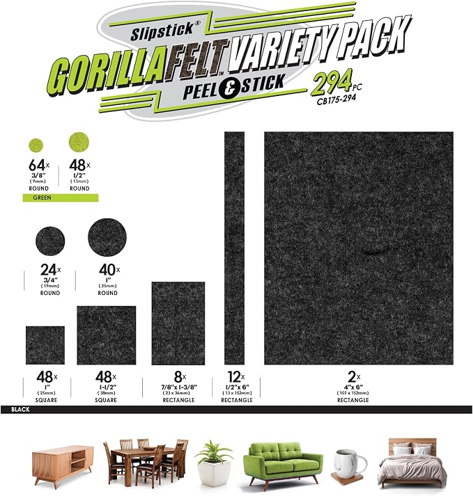 Slipstick Gorilla Felt Furniture Pads Premium Furniture Pads & Chair Leg Floor - Image 3