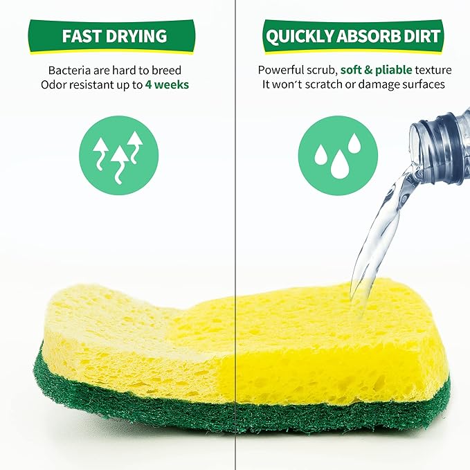 HOMERHYME Heavy Duty Scrub Sponge 24 Pack, Eco Cellulose Kitchen Dish Sponge - Image 4
