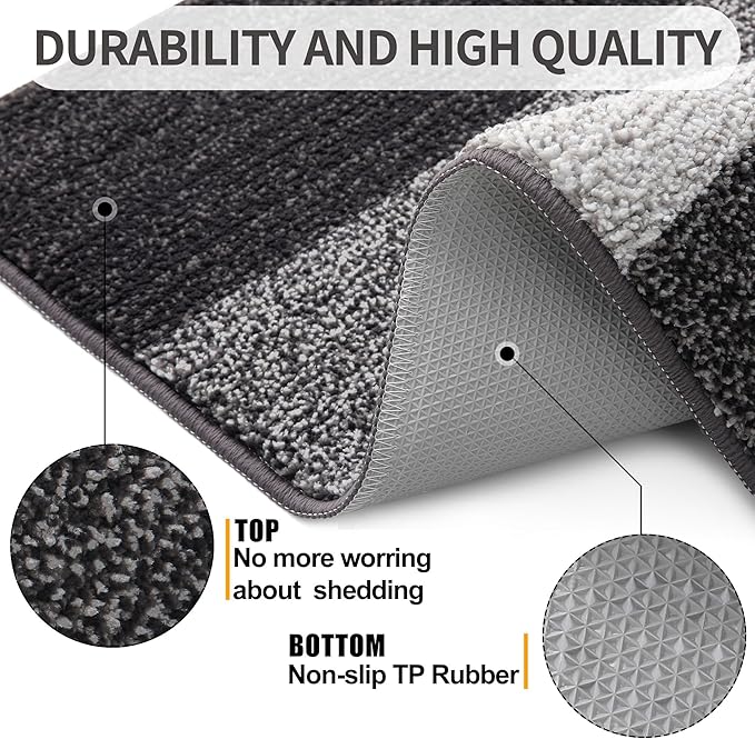 Kitinjoy Indoor Outdoor Door Mat, 71x47 Non-Slip Absorbent Dirt Trapper - Image 3