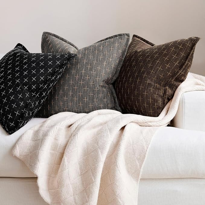 ZWJD Pillow Covers 22x22 Set of 2 Soft Polyester Textured Pillow Covers - Image 4