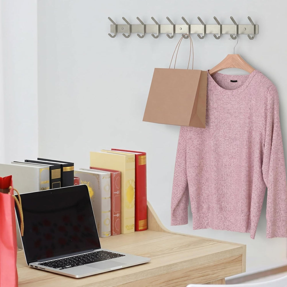 Coat Rack Wall Mount – Brushed Nickel 30 Inch Stainless Steel Hook Rail with ...