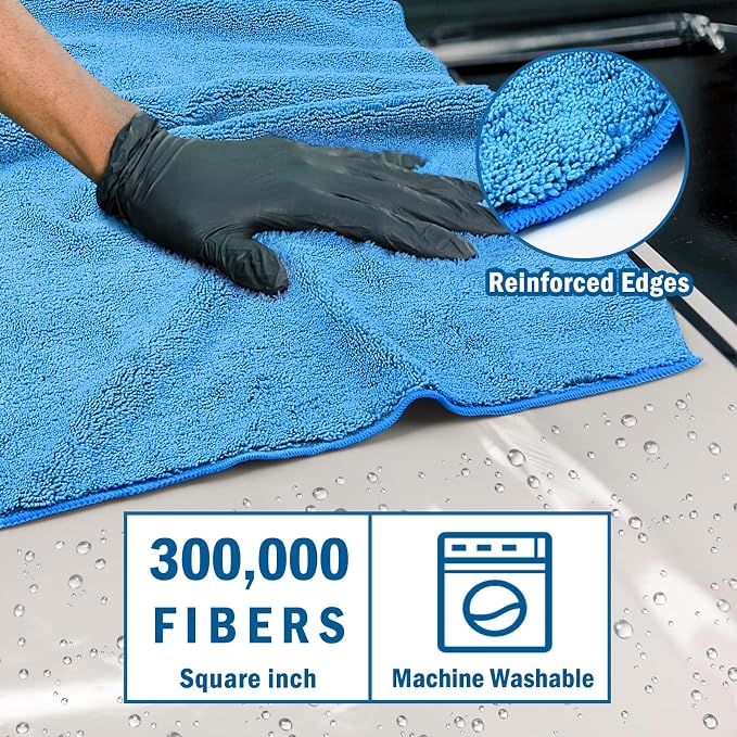HOMEXCEL Professional Large Microfiber Car Drying Towels 2 Pack, Lint Free - Image 2