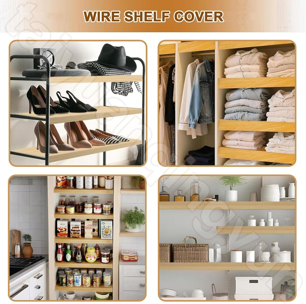 Wire Shelf Cover 16x28 inch, 4Pcs Faux Walnut Wood Shelf Covers for Wire Shel...