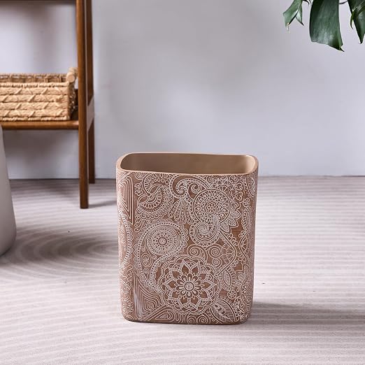 Polytree Boho Flowers Bathroom Trash Can 1.8 Gallon Small Kitchen Garbage Can - Image 2