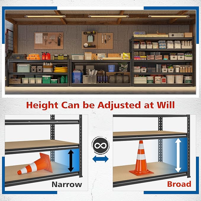 59.8"W Garage Shelving 72"H Storage Shelves 2750LBS Metal Shelving Heavy Duty - Image 5