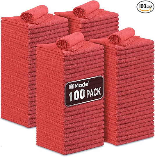 Shop Towels, 100 Pack Commercial Grade Work Rags Microfiber Towels by Unimade