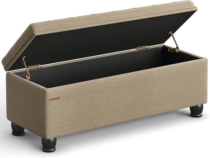 SONGMICS Storage Ottoman, Storage Bench, Tufted Entryway Bedroom Bench - Image 9
