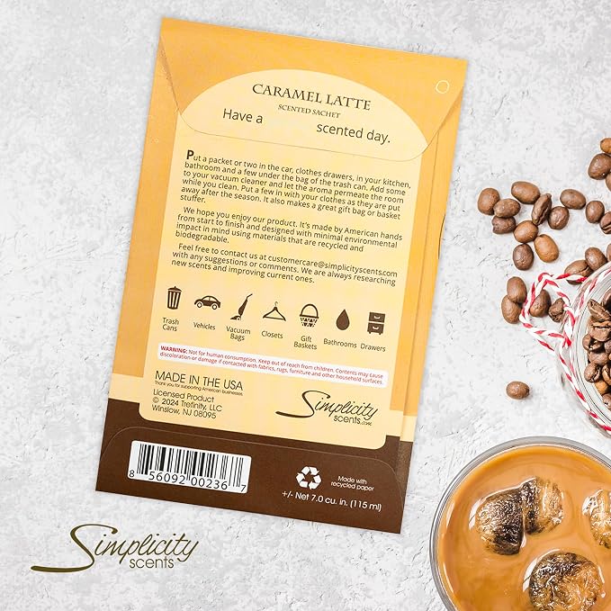 Floral Simplicity Caramel Latte Scented Sachets Pack of 3, Fall & Winter - Image 7