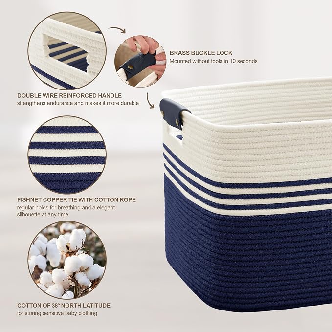 45L Small Laundry Basket with Leather Handles - Image 5