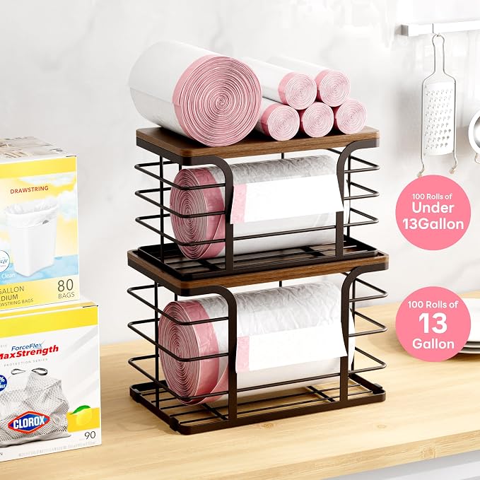 2 Pack Storage Stackable Kitchen Laundry Pantry Organizers, Wall Mount Trash - Image 2