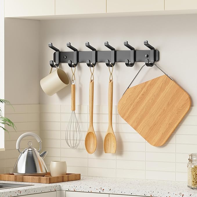 Coat Rack Wall Mounted Heavy-Duty: Metal Coat Hanger 6 Hooks - Image 4