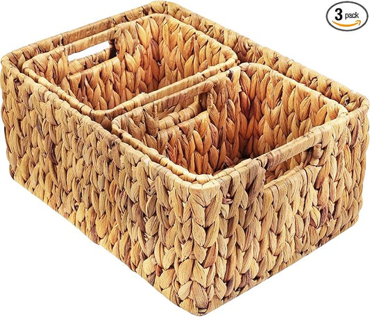 HOONEX Water Hyacinth Storage Baskets, Wicker Baskets by HOONEX