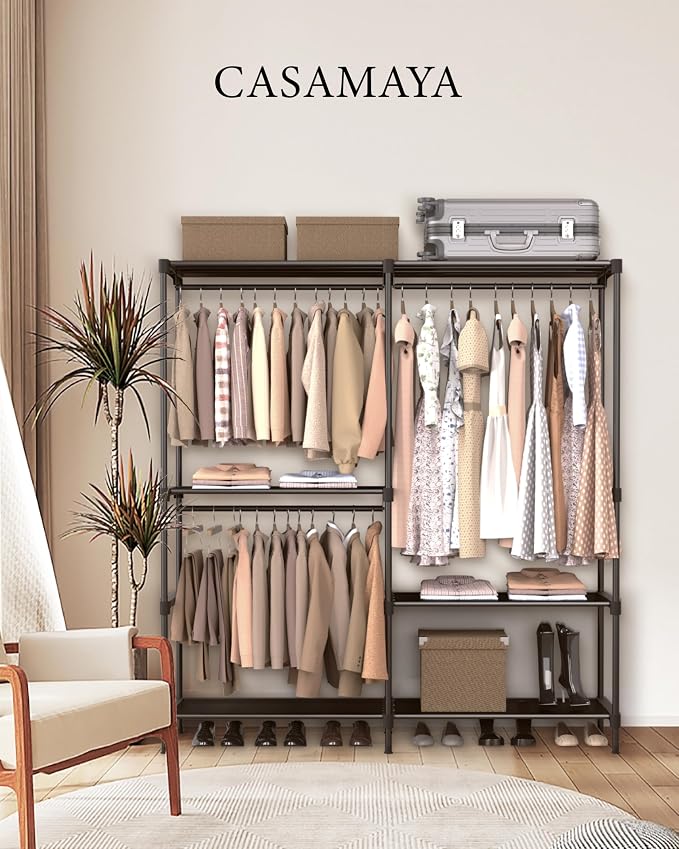 Clothes Rack, Portable Closet, 54.3 Inch Large Capacity Wardrobe Closet - Image 2