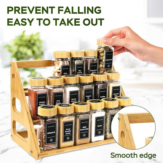 3 Tier Bamboo Spice Rack Organizer - Image 2