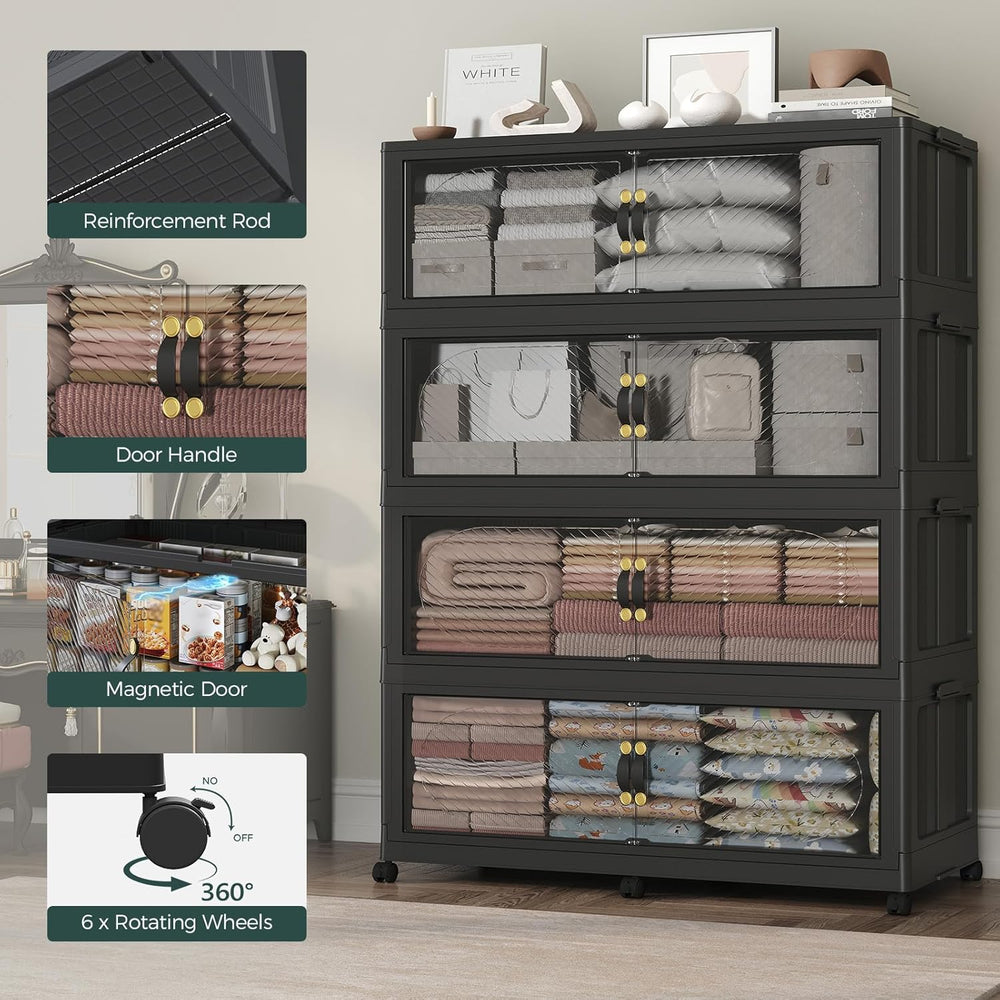 180Gal/720QT 3-Tiers Extra Large Stackable Storage Bins with Lid, Collapsible...