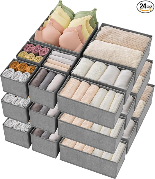 Criusia Drawer Organizer Clothes, 24 Pack Underwear Drawer Organizers, Foldable by Criusia