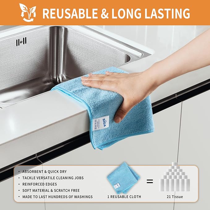 MR.SIGA Microfiber Cleaning Cloths, All-Purpose Surface Microfiber Towels - Image 6