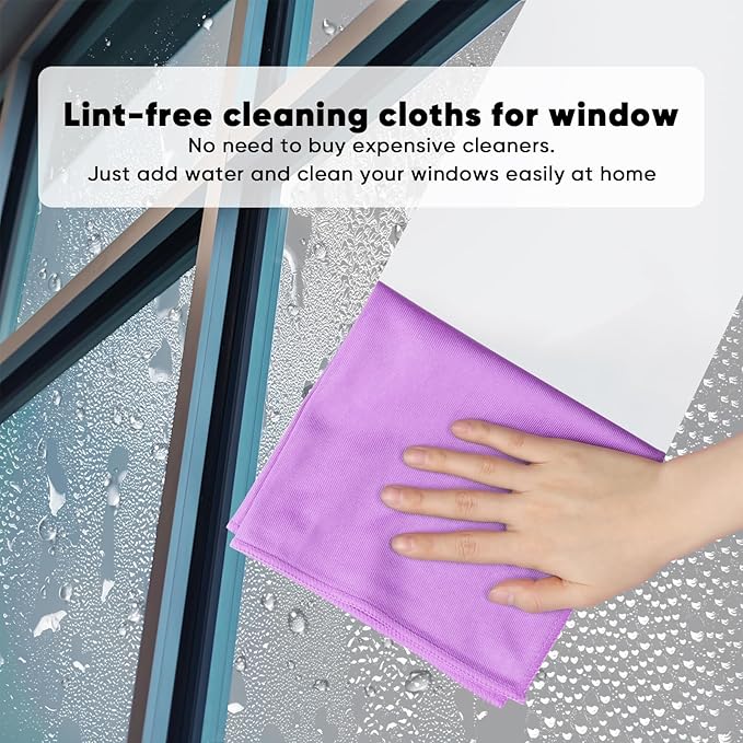 HOMEXCEL Microfiber Glass Cleaning Cloth 12 PK, Lint Free Streak Free, Reusable - Image 2
