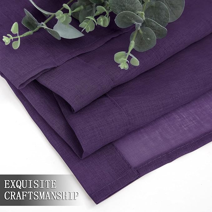 Tollpiz Sheer Curtains Linen Textured Bedroom Curtain Sheers Light Filtering - Image 7