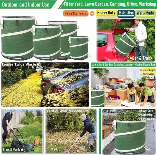 46-Gallon Collapsible Trash Can Hard-Shell Bottom Yard Garden Bag - Image 2