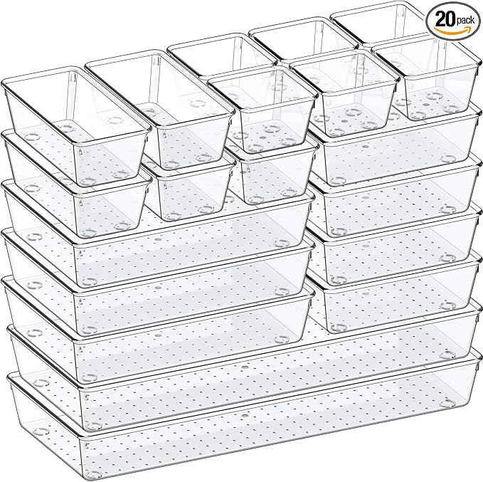 Criusia Drawer Organizer, 5-Size Versatile Bathroom and Vanity Organizer Trays by Criusia