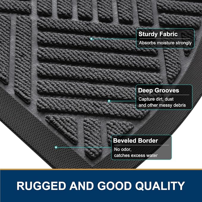 Smiry Half Circle Front Door Mat Outside Entrance, Heavy Duty Outdoor Indoor - Image 4