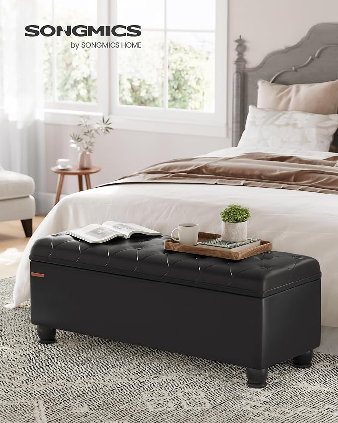 SONGMICS Storage Ottoman, Storage Bench, Tufted Entryway Bedroom Bench - Image 4