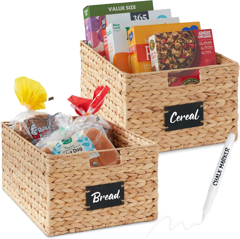 Best Choice Products Pantry Baskets Set of 2 16x12in Water Hyacinth Storage B...